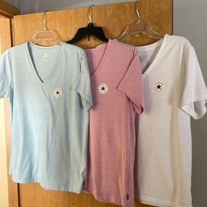 Bundle of 3 Converse All Star women’s V neck t-shirts. Classic fit. Gently used